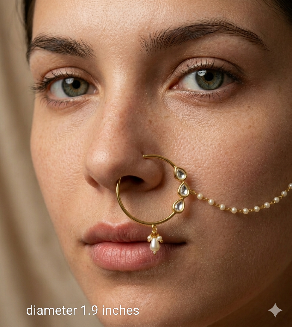 Nose ring bridal nathini for non pierced nose