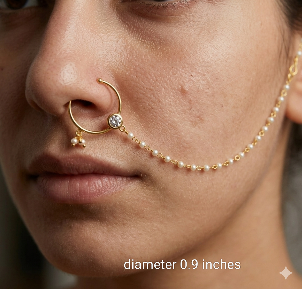 Nose ring bridal nathini for non pierced nose
