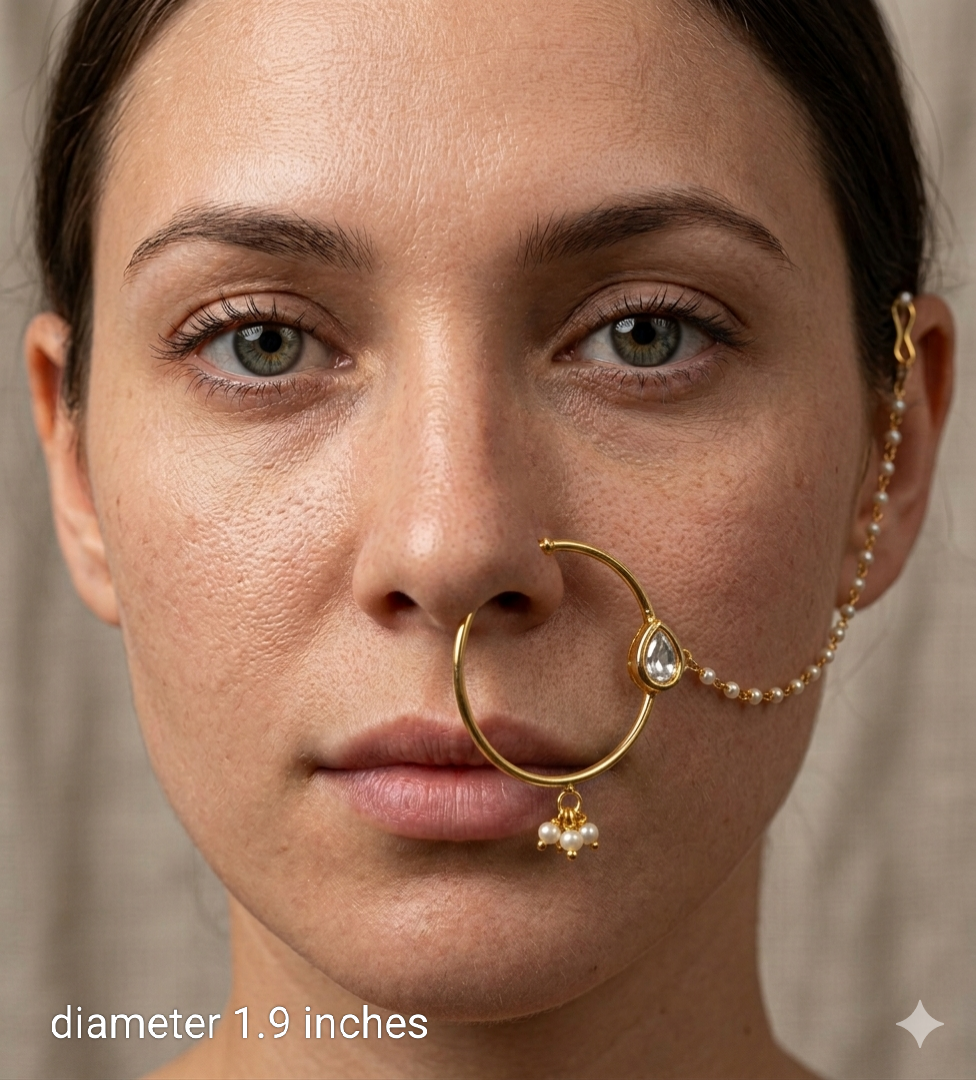 Nose ring bridal nathini for non pierced nose