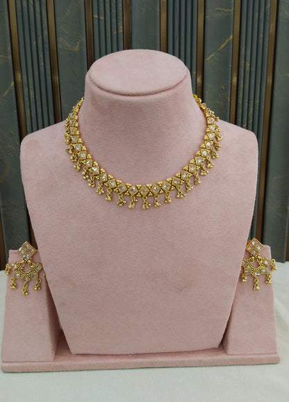 Gold Polki Necklace Jewellery Adya Set