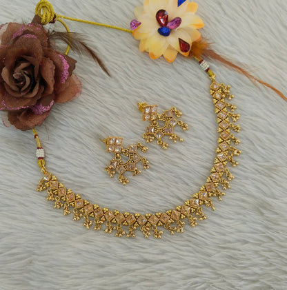 Gold Polki Necklace Jewellery Adya Set