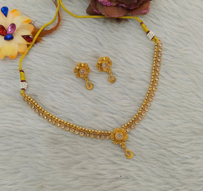 Gold Polki Necklace Jewellery Adya Set