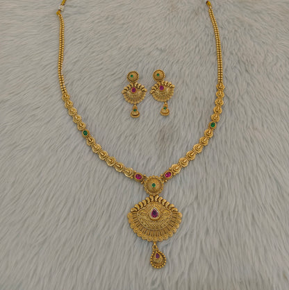 Gold Polki Ruby Green Long Rani Haar Necklace Anaya Jewellery Set