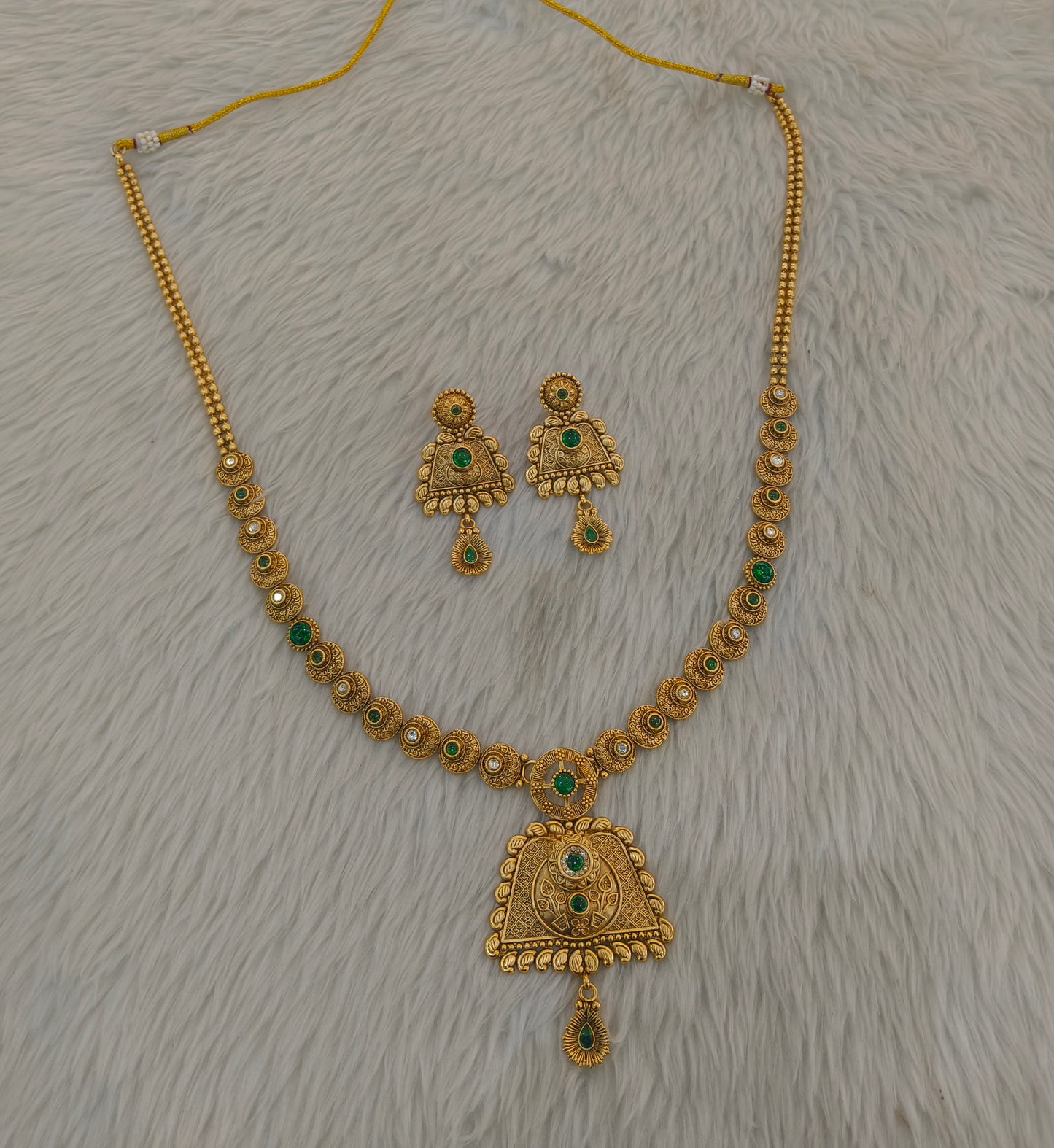 Gold Polki Green Long Rani Haar Necklace Anaya Jewellery Set