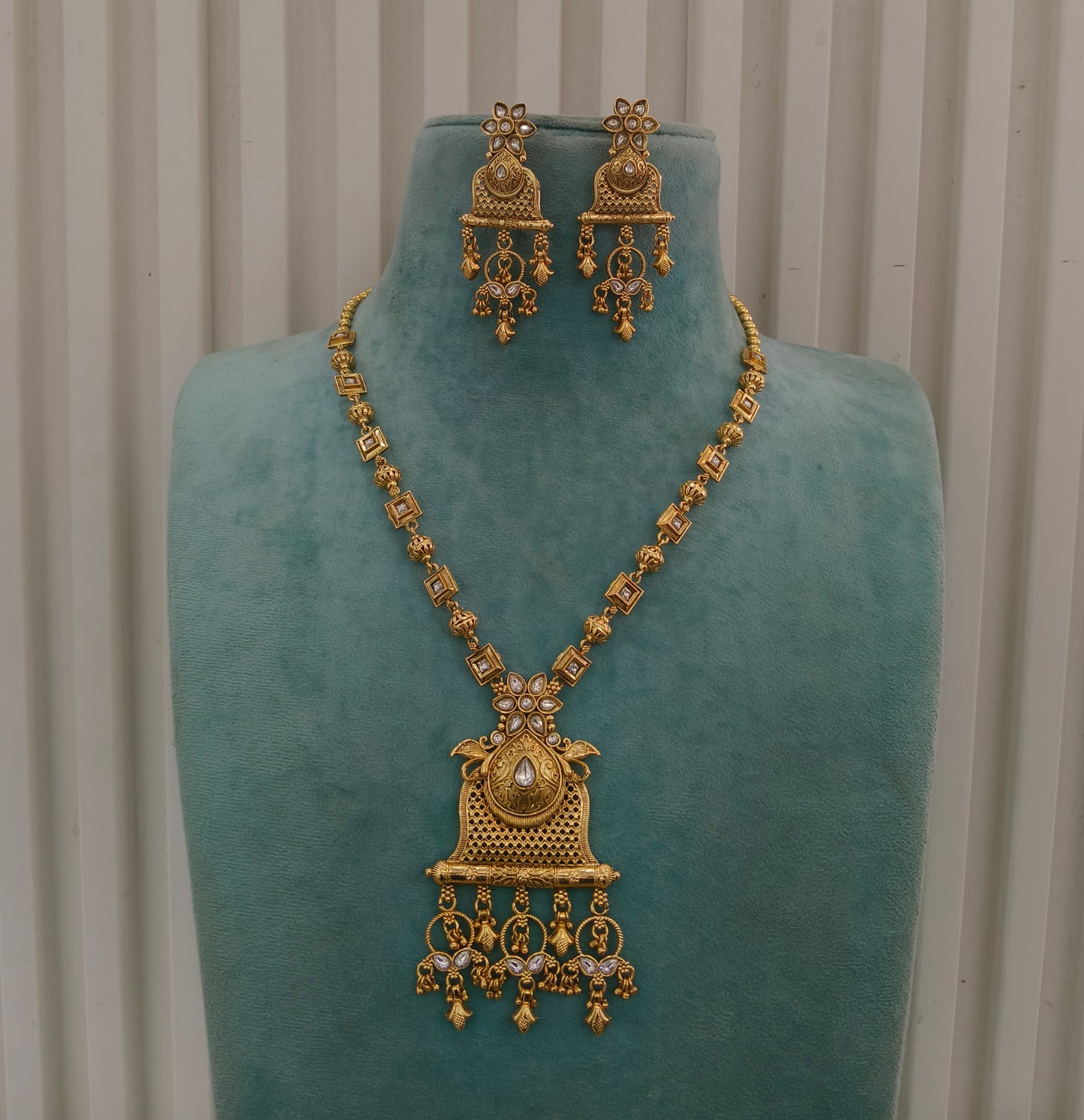Gold Polki Long Rani Haar Necklace Anaya Jewellery Set