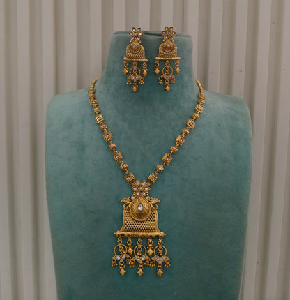 Gold Polki Long Rani Haar Necklace Anaya Jewellery Set