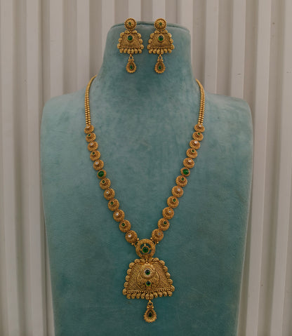 Gold Polki Green Long Rani Haar Necklace Anaya Jewellery Set