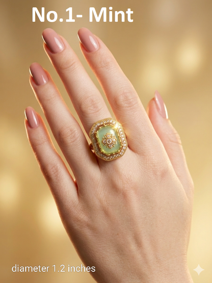 Kundan Adjustable Una Finger Rings