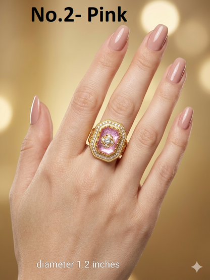 Kundan Adjustable Una Finger Rings