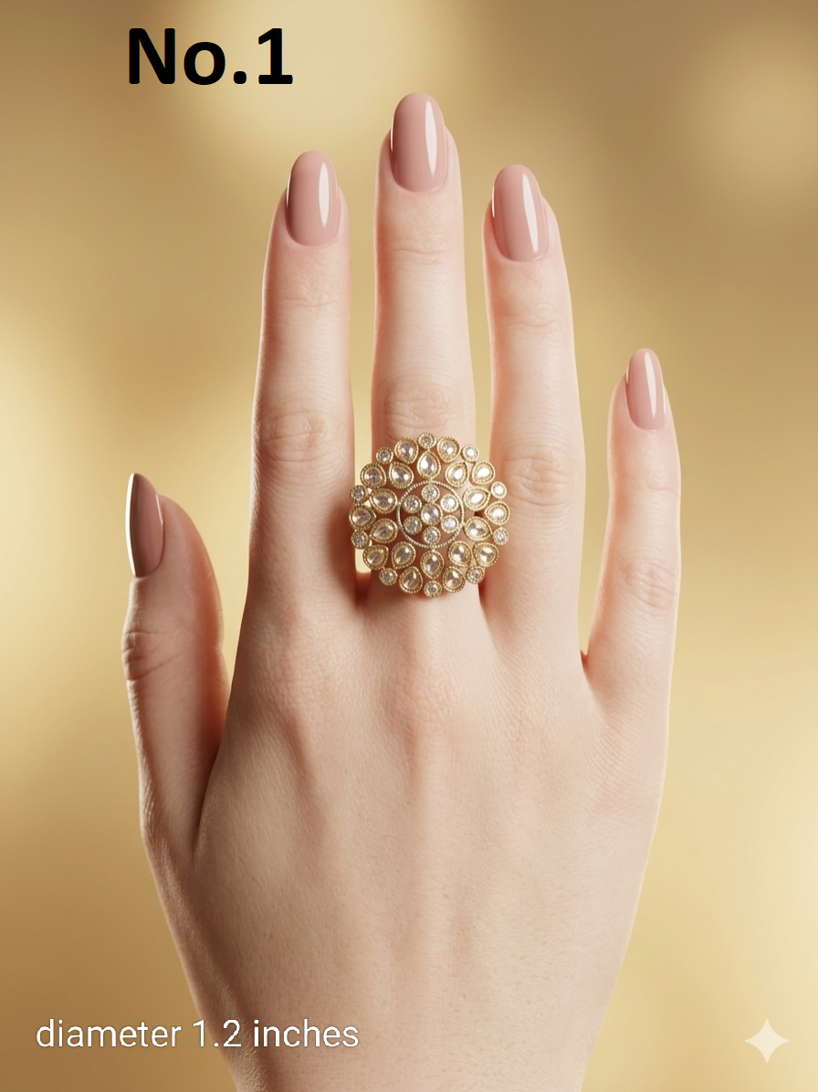 Gold Cocktail Roopa Finger Rings