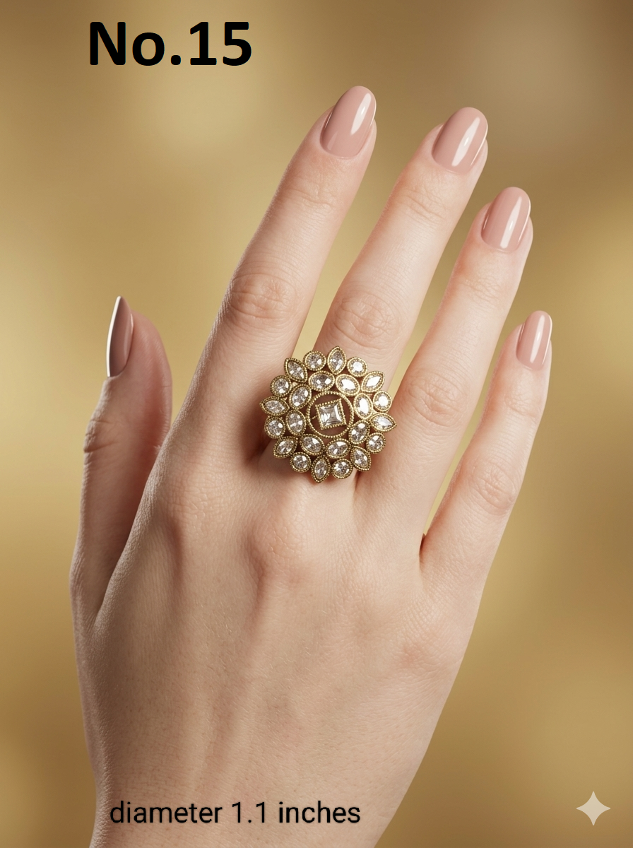 Gold Cocktail Roopa Finger Rings