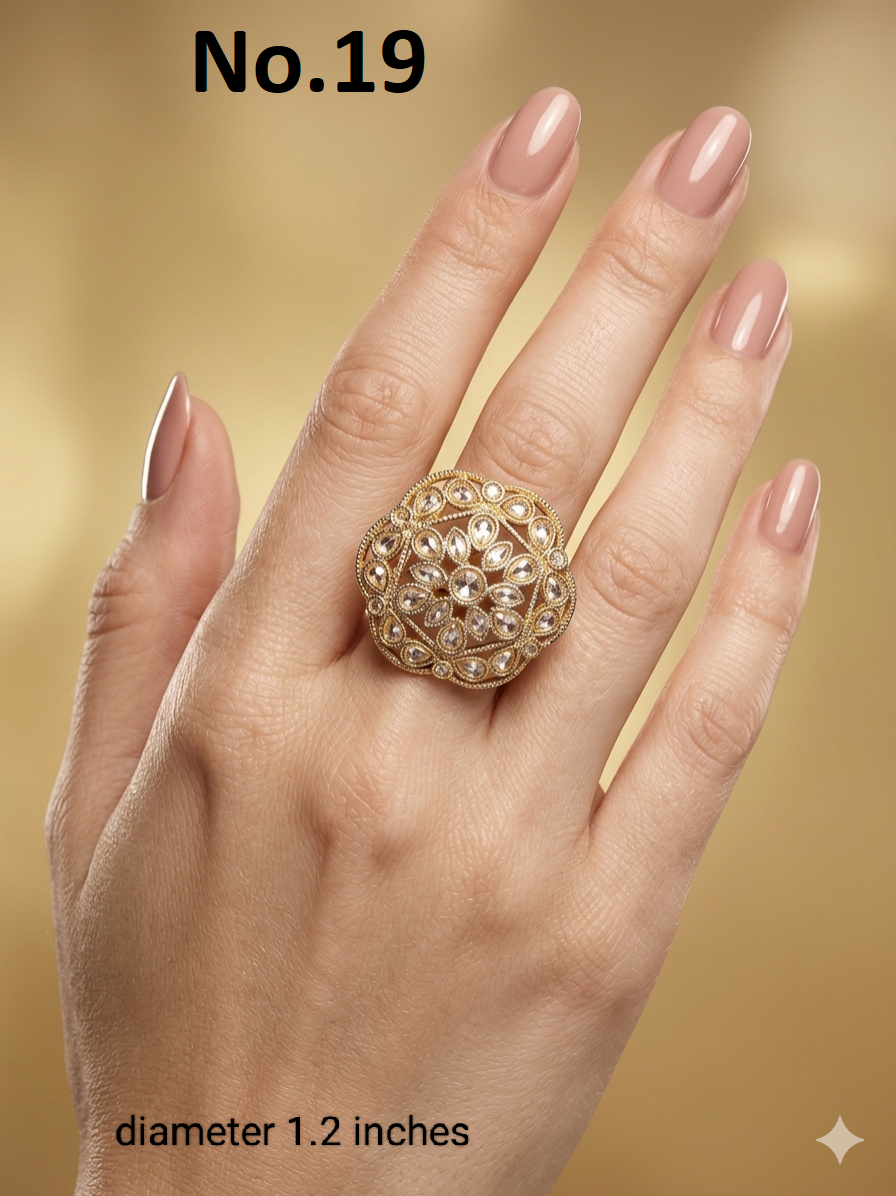 Gold Cocktail Roopa Finger Rings