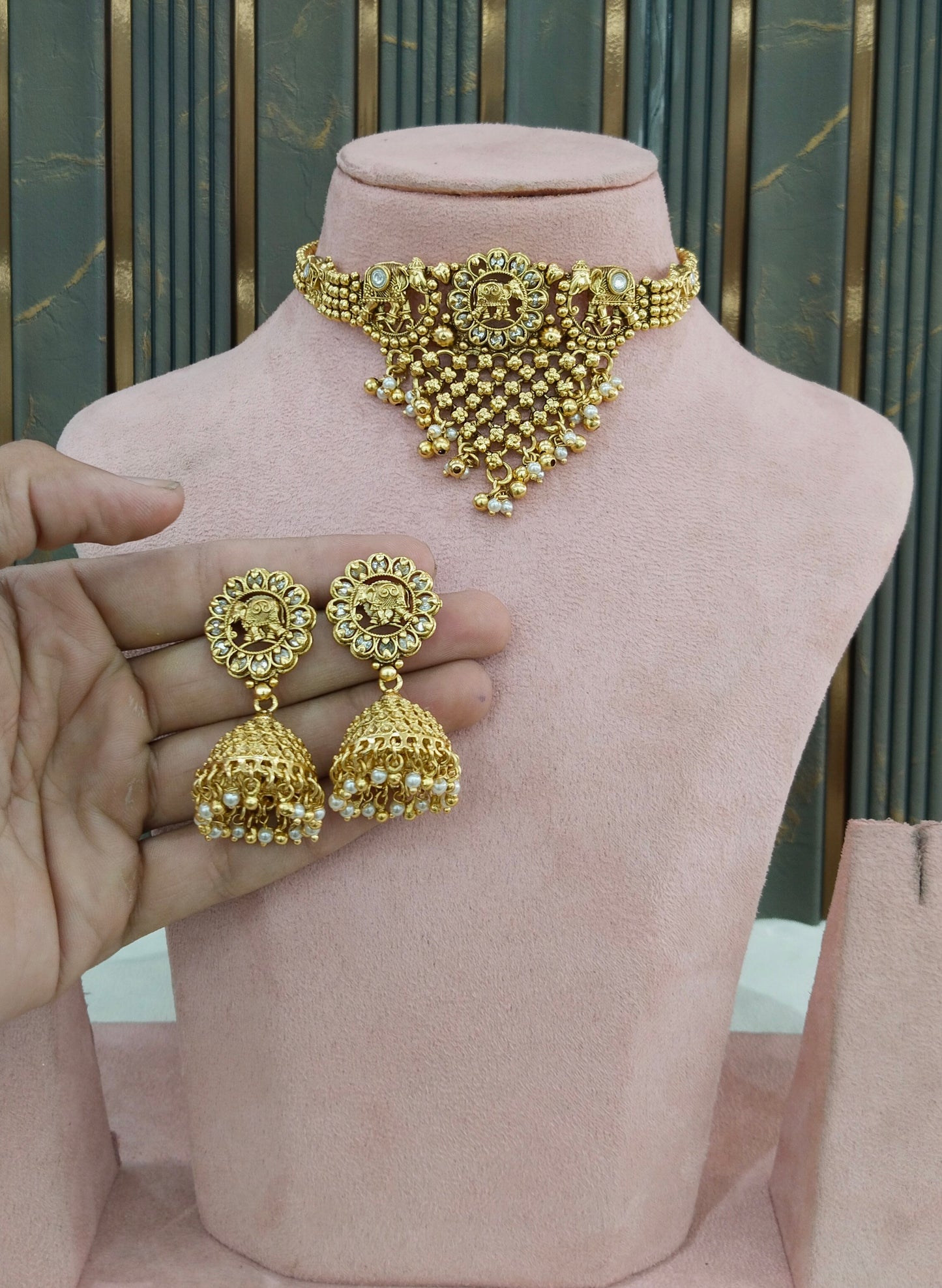 Gold Polki Choker Yuka Jewellery Polki Set
