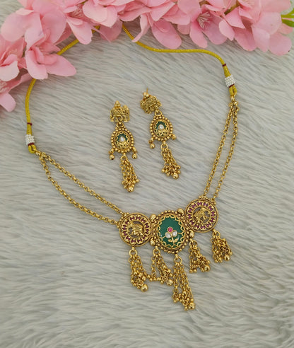 Gold Polki Ruby Sage Green Choker Yuka Jewellery Polki Set