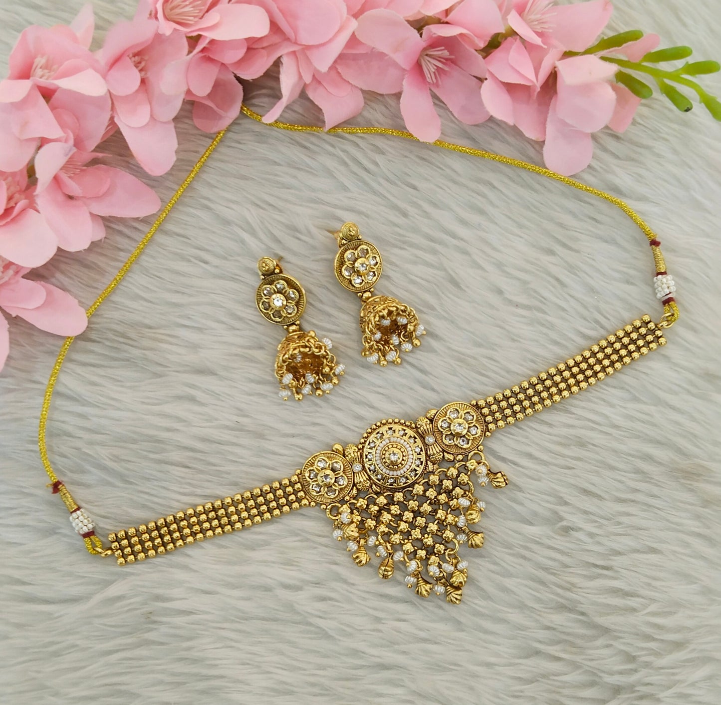 Gold Polki Choker Yuka Jewellery Polki Set