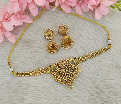 Gold Polki Ruby Green Choker Yuka Jewellery Polki Set
