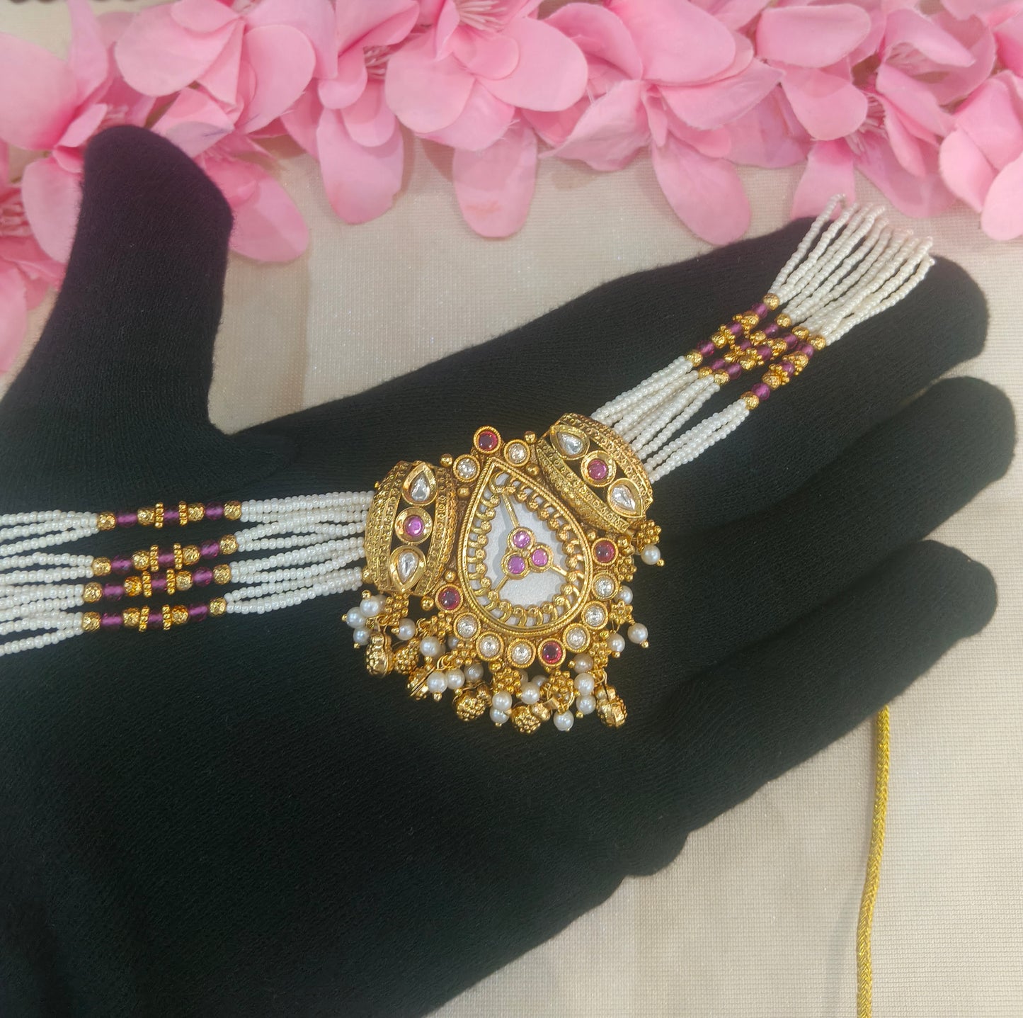 Gold Polki ChokerJewellery Litika Set