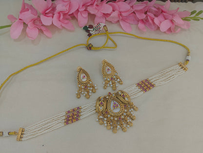 Gold Polki ChokerJewellery Litika Set