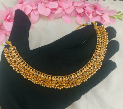Gold Polki Necklace Jewellery sarika Set