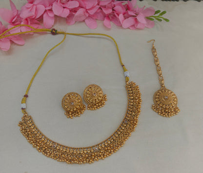 Gold Polki Necklace Jewellery sarika Set