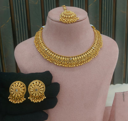 Gold Polki Necklace Jewellery sarika Set