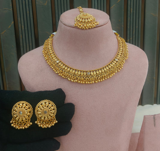 Gold Polki Necklace Jewellery sarika Set