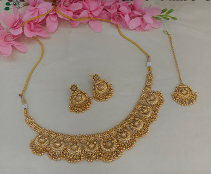Gold Polki Necklace Jewellery sarika Set