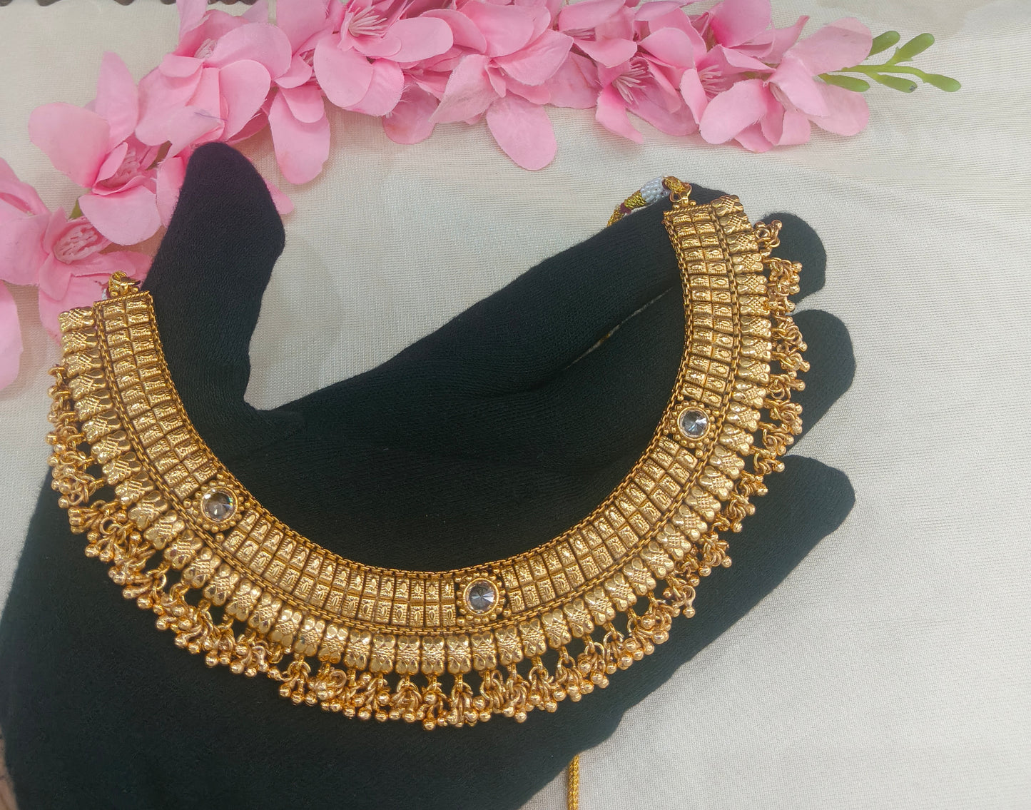 Gold Polki Necklace Jewellery sarika Set