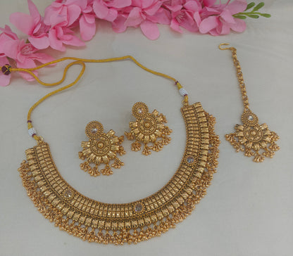 Gold Polki Necklace Jewellery sarika Set