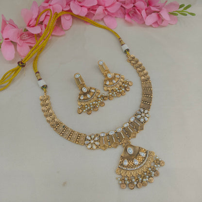 Gold Polki Necklace Jewellery Latika Set