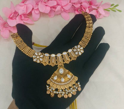 Gold Polki Necklace Jewellery Latika Set