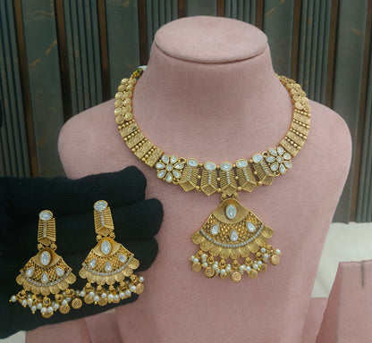 Gold Polki Necklace Jewellery Latika Set