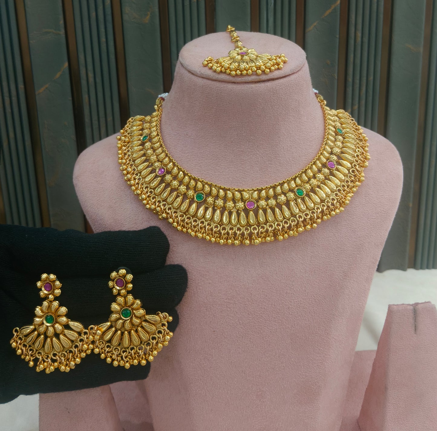 Gold Polki Necklace Jewellery Sarika Set
