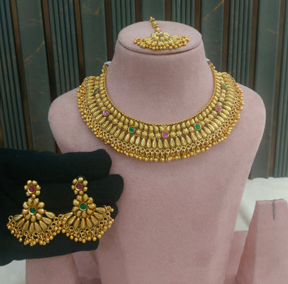 Gold Polki Necklace Jewellery Sarika Set