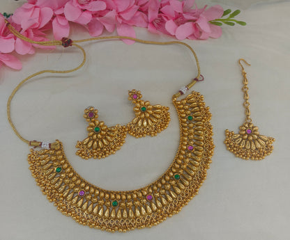 Gold Polki Necklace Jewellery Sarika Set