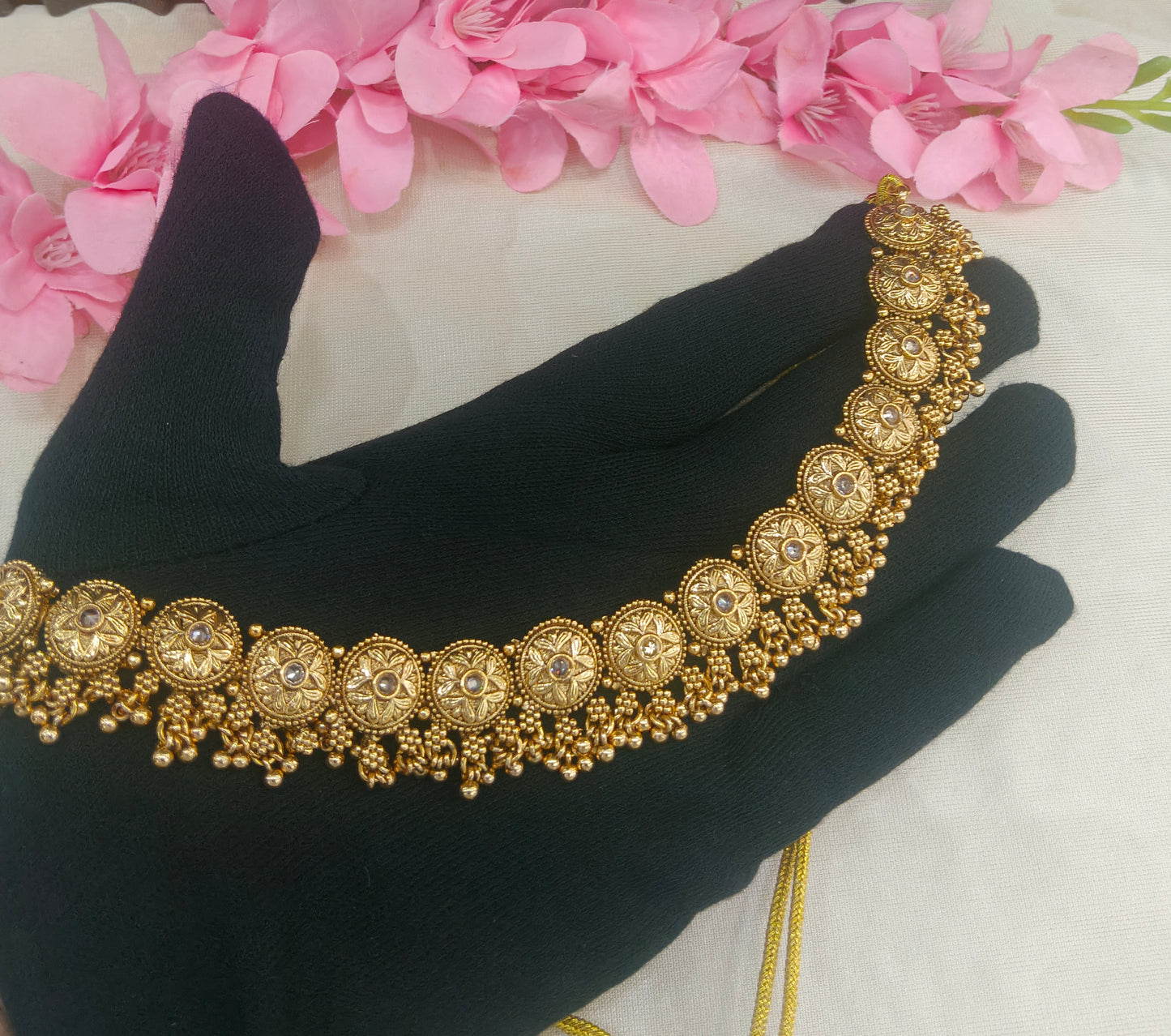 Gold Polki Necklace Jewellery sarika Set