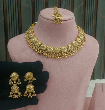 Gold Polki Necklace Jewellery sarika Set
