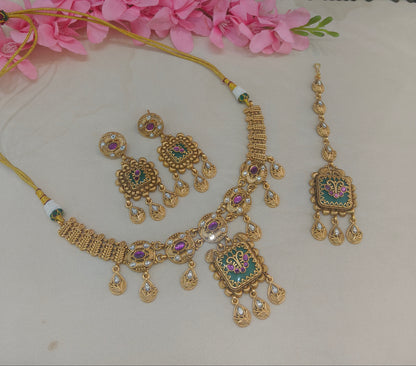 Gold Polki Necklace Jewellery Latika Set