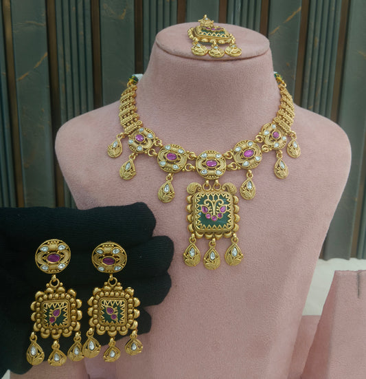 Gold Polki Necklace Jewellery Latika Set