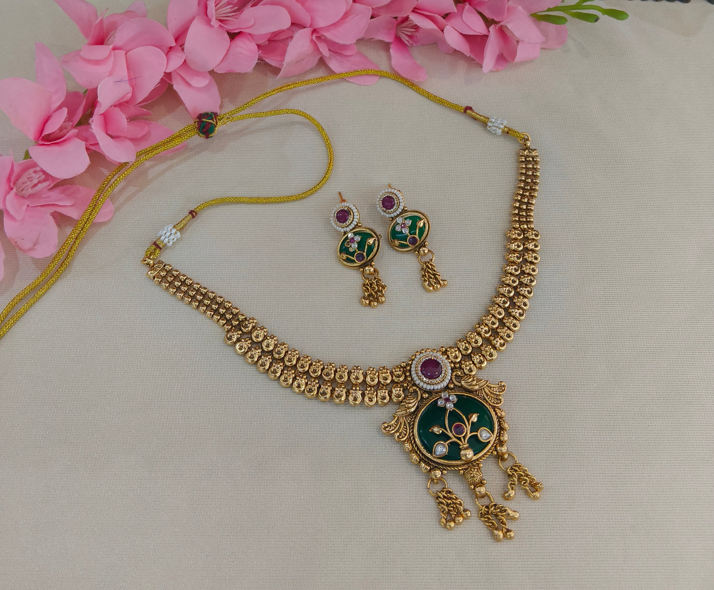 Gold Polki Necklace Jewellery Latika Set