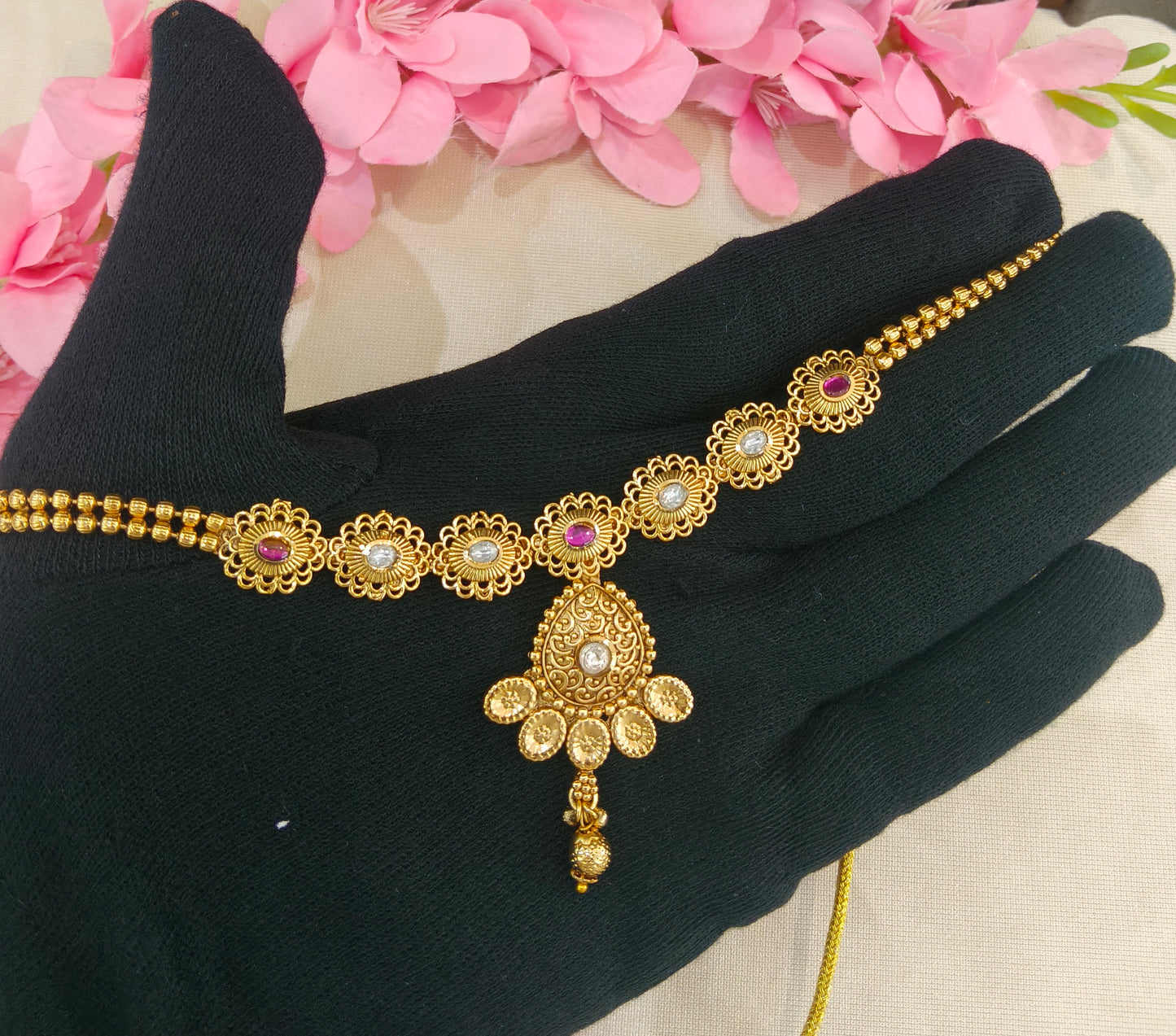 Gold Polki Necklace Jewellery Latika Set