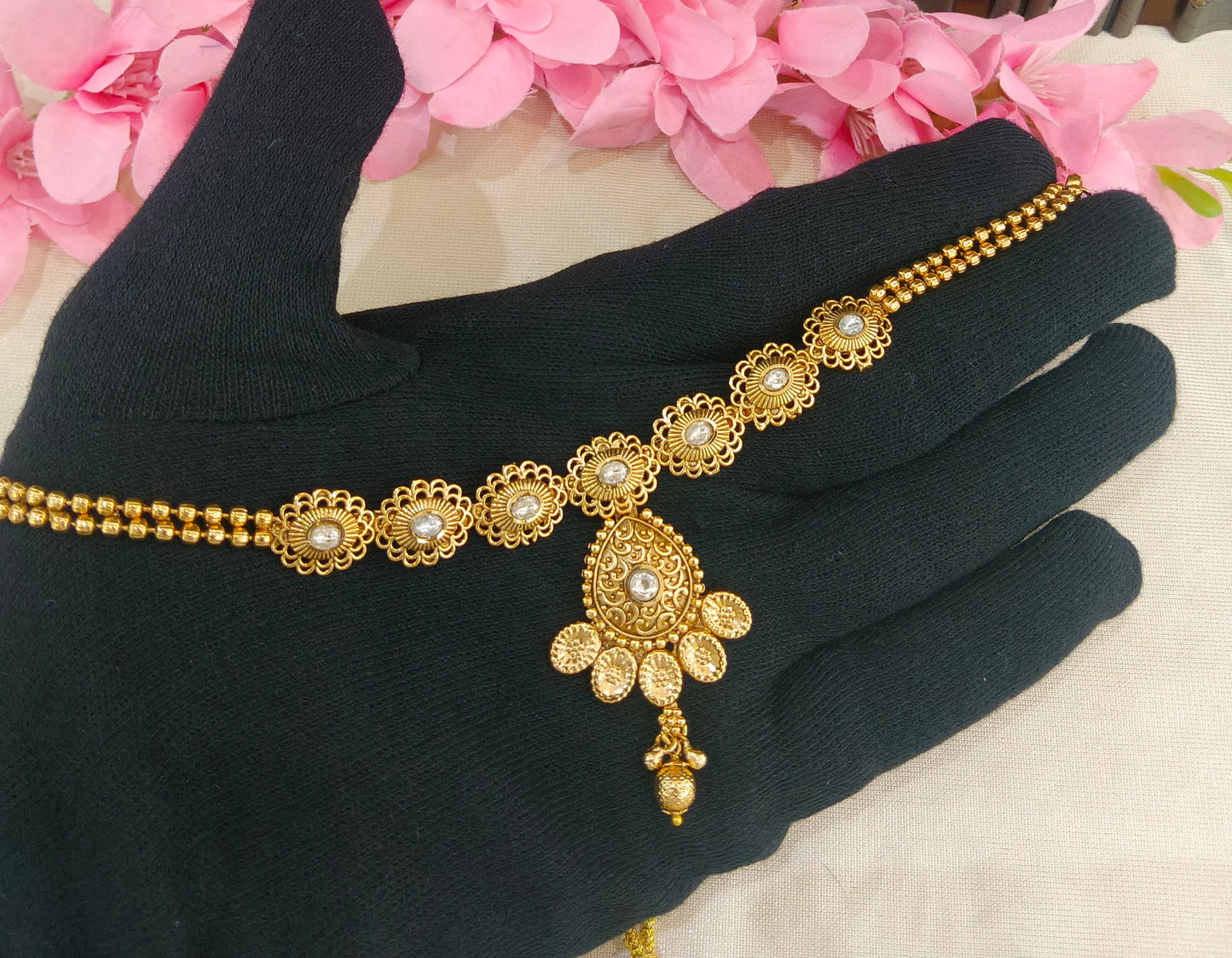 Gold Polki Necklace Jewellery Latika Set