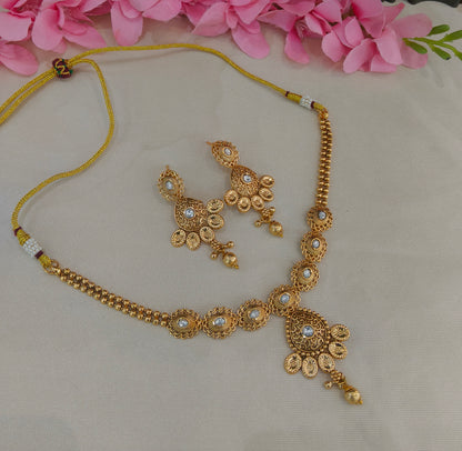 Gold Polki Necklace Jewellery Latika Set