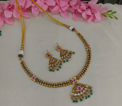 Gold Polki Necklace Jewellery Latika Set
