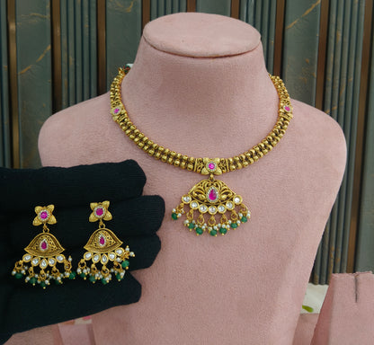 Gold Polki Necklace Jewellery Latika Set