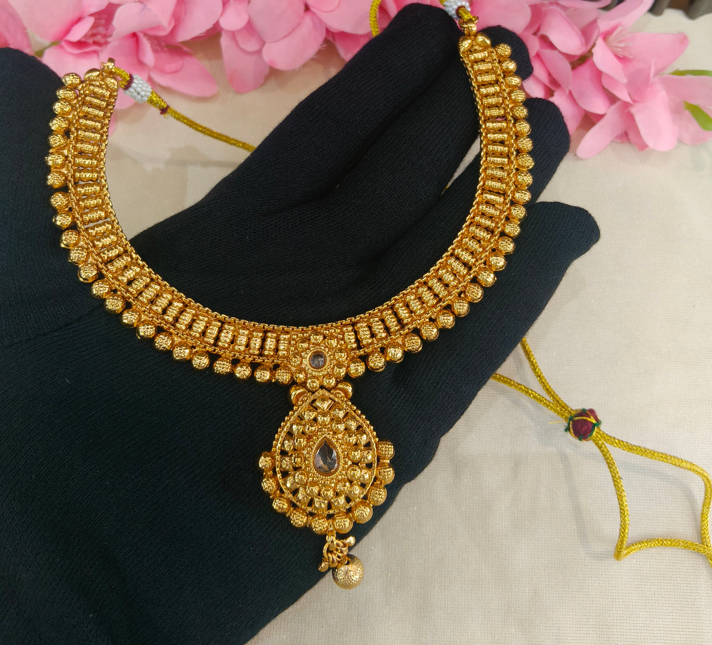 Gold Polki Necklace Jewellery Latika Set