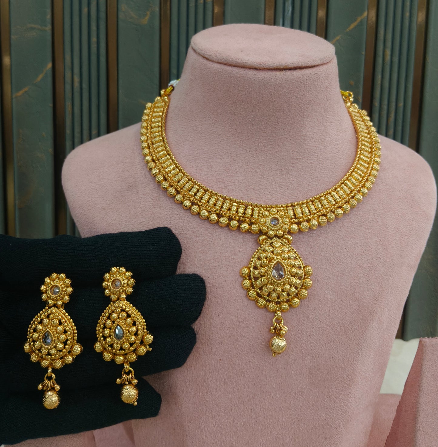 Gold Polki Necklace Jewellery Latika Set