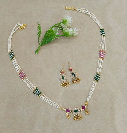 Gold Polki Ruby Green Necklace Jewellery Midori Sets