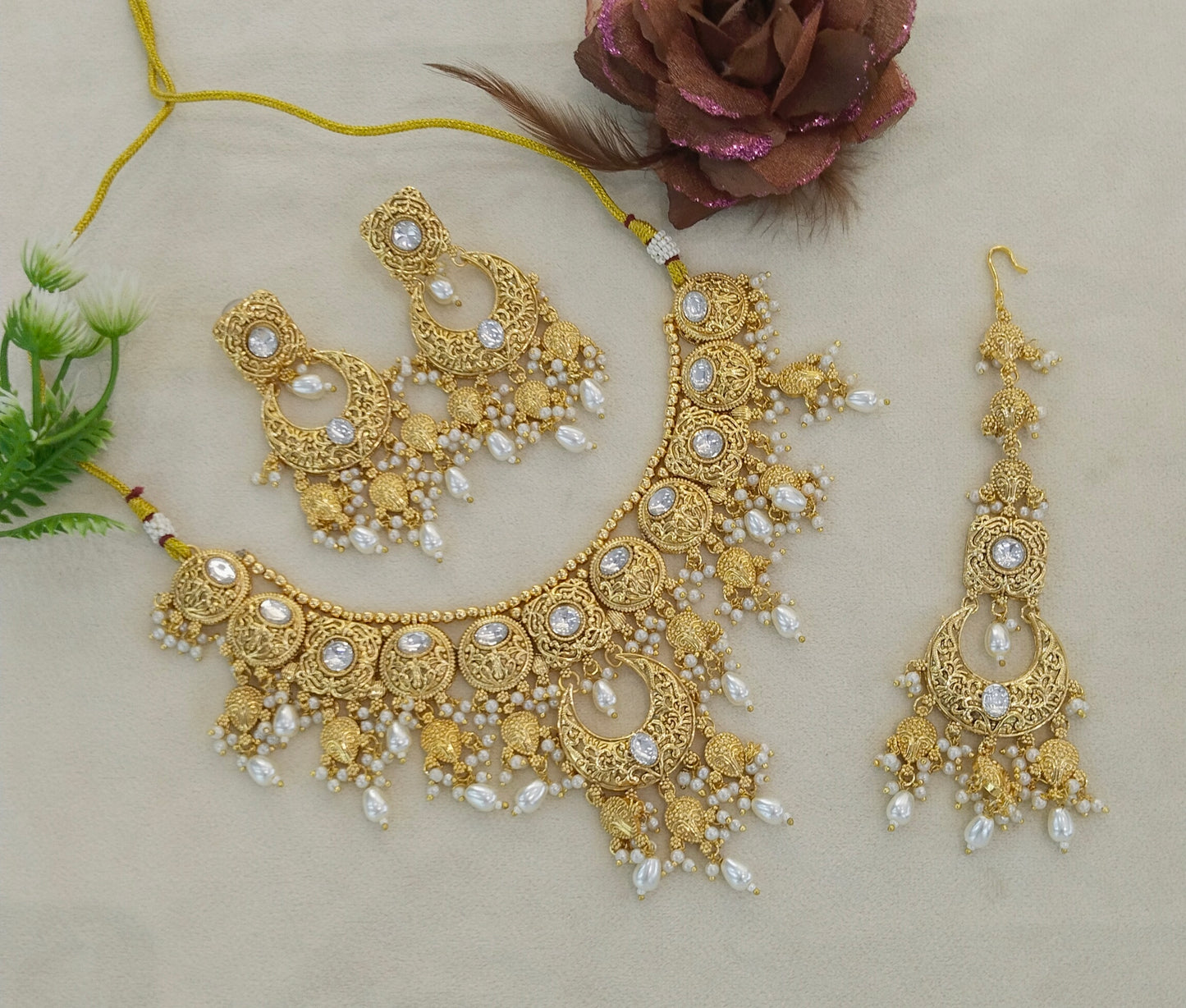 Gold Polki Necklace Jewellery Sets