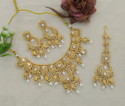 Gold Polki Necklace Jewellery Sets